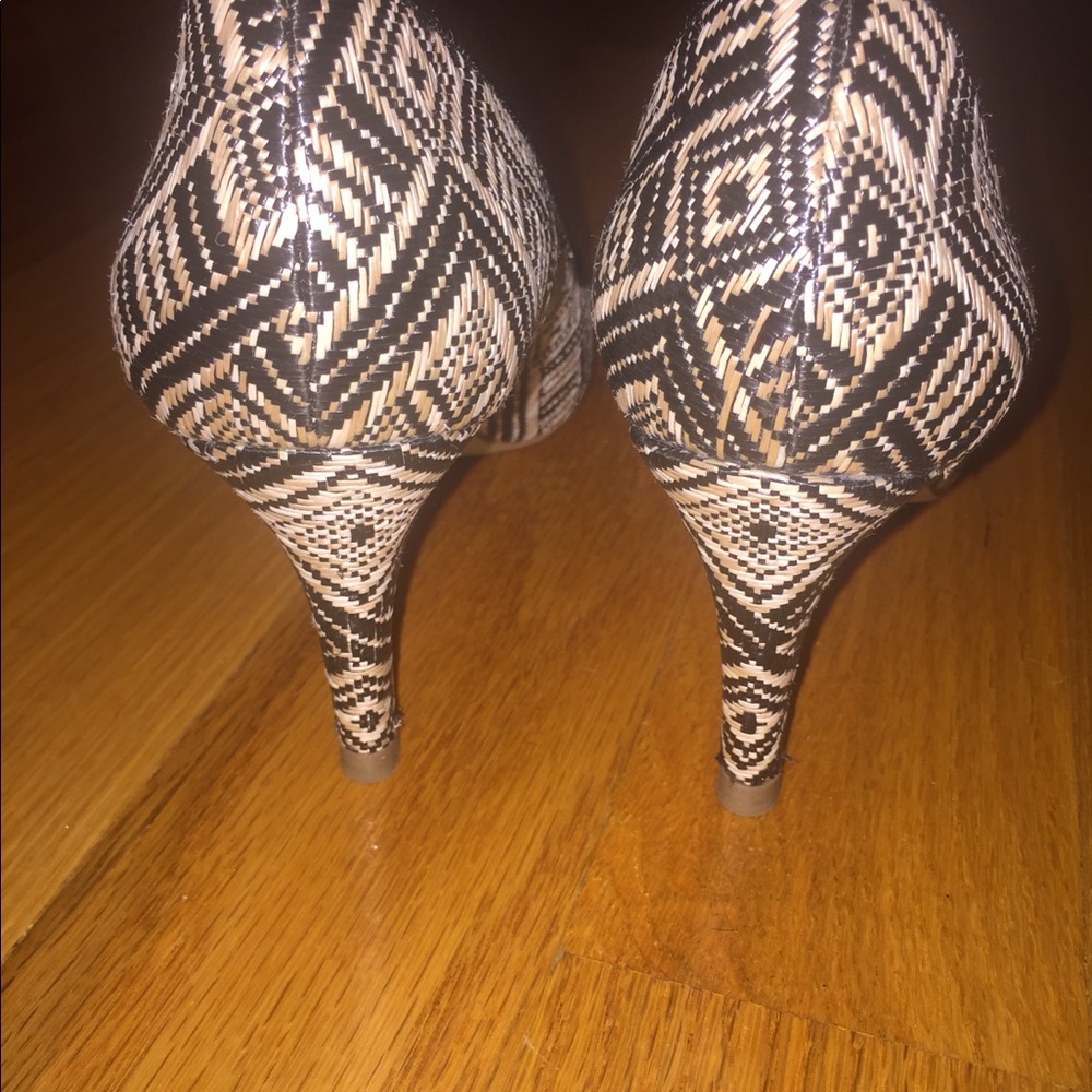 J Crew Black and Cream Rafia Pumps size 9.5 - Picture 5 of 8